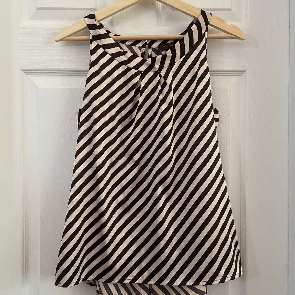 The Limited Cream/Black Striped Tank Blouse